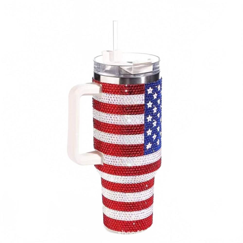 NEW BEAUTY STASH usa tumbler in red/white/blue